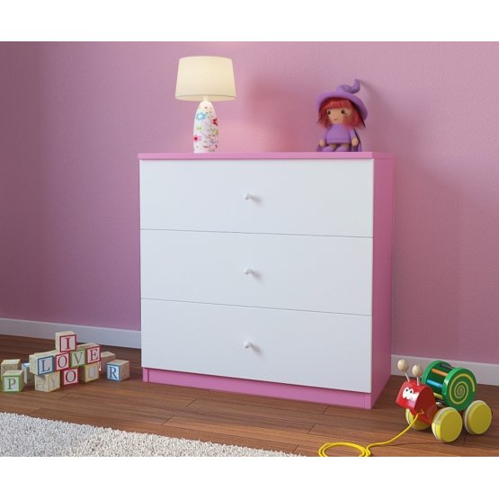 Ourbaby children's chest of drawers - pink-white