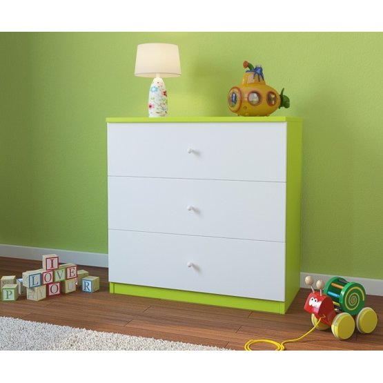 Ourbaby children's chest of drawers- green-white