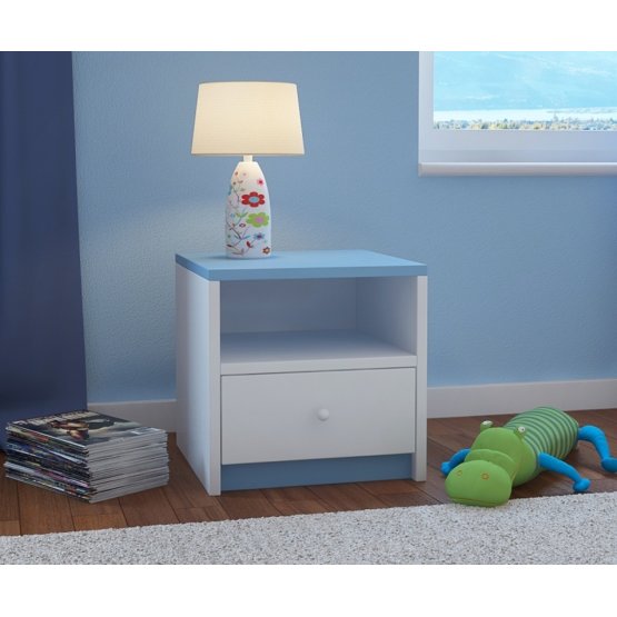 Ourbaby children's bedside table - blue-white