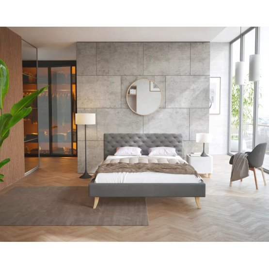 Upholstered bed California 140 x 200 cm - dark gray