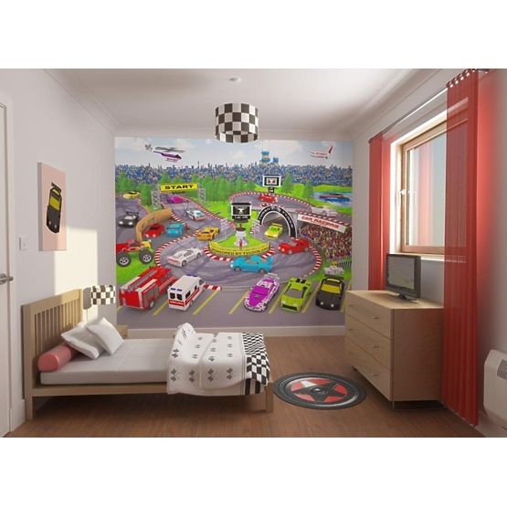 3D Car Racers Wall Mural