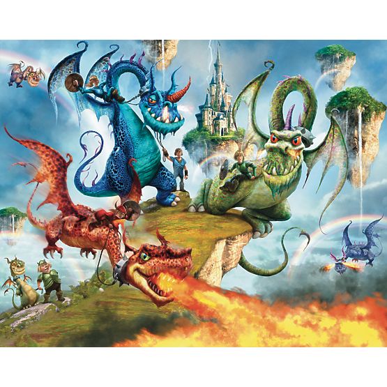 3D Knights Dragon Wall Mural