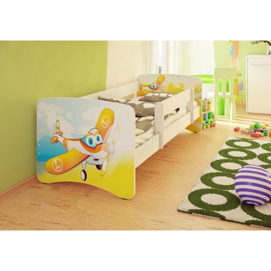 Children's Bed with Safety Rail - Planes