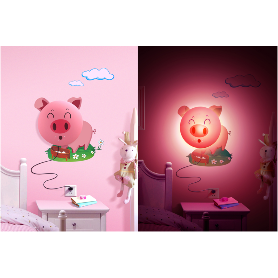 Children's Wall Lamp with Little Piggy Sticker