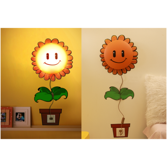 Children's Wall Lamp with Sunflower Sticker