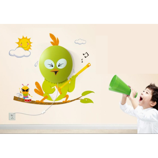Children's Wall Lamp with Dancing Bird Sticker