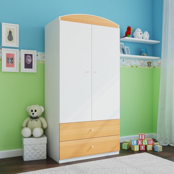 Ourbaby wardrobe cupboard - beech and white