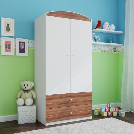 Ourbaby wardrobe cupboard - walnut-white