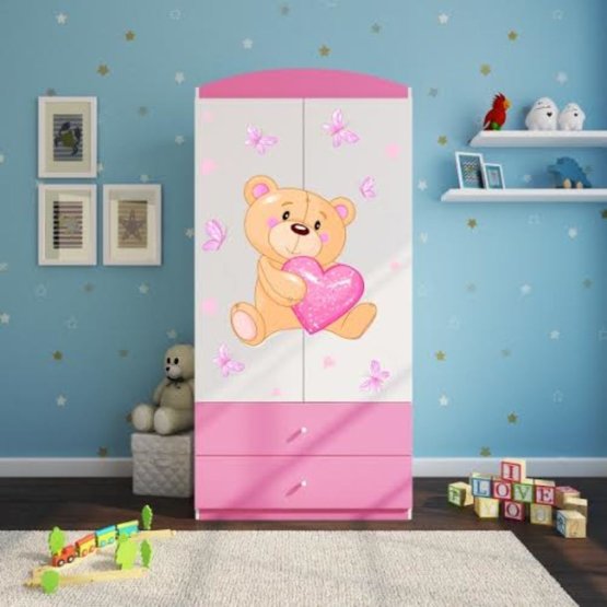 Ourbaby wardrobe cupboard - Teddy bear - pink