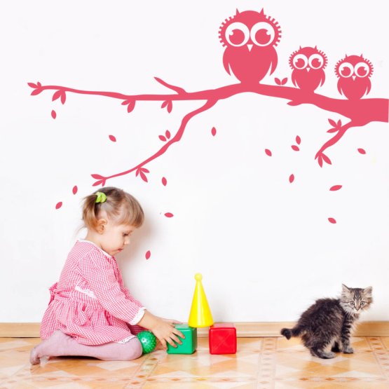 Deluxe Wall Decoration - Three Owls on a Branch