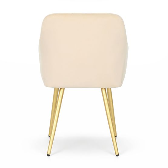 4x Upholstered Chair with Square Quilting Beige LUXANO Gold Legs