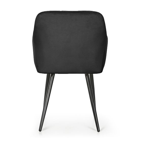 4x Upholstered Chair with Square Quilting Black LUXANO Black Legs