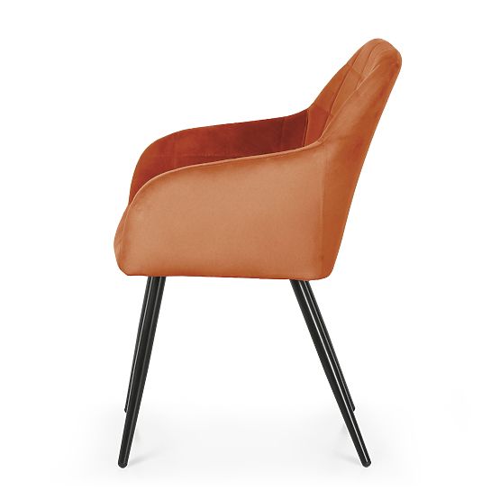 4x Upholstered Chair with Square Quilting Copper LUXANO Black Legs