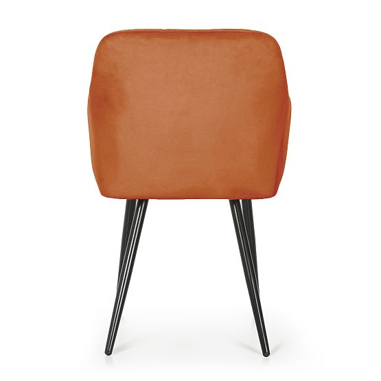 4x Upholstered Chair with Square Quilting Copper LUXANO Black Legs