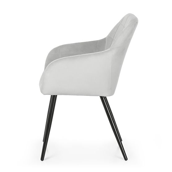 4x Upholstered Chair with Square Quilting Gray LUXANO Black Legs