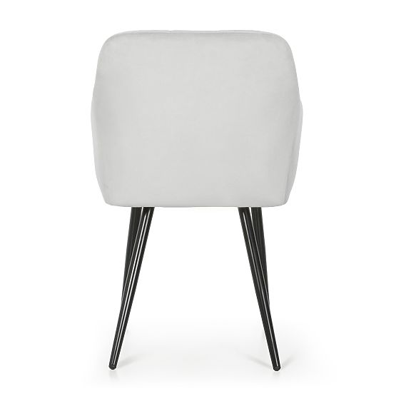 4x Upholstered Chair with Square Quilting Gray LUXANO Black Legs