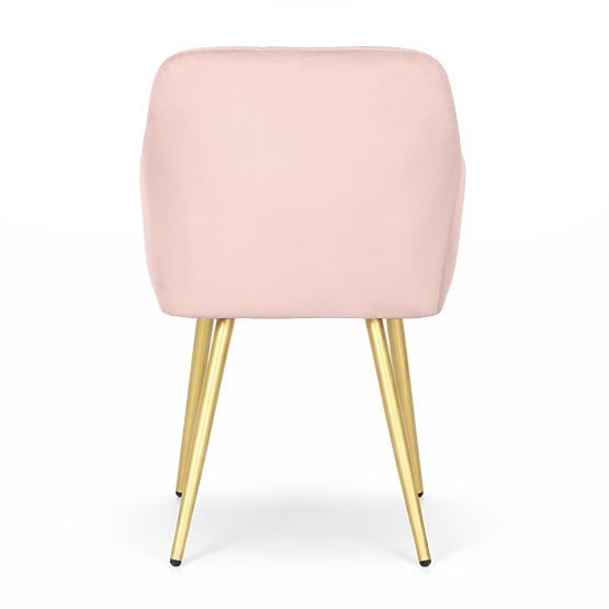4x Upholstered Chair with Square Quilting Powder Pink LUXANO Gold Legs