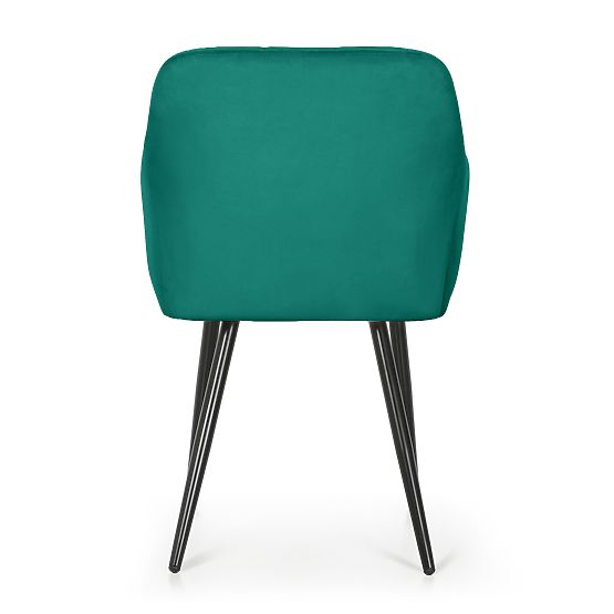 4x Upholstered Chair with Square Stitching Bottle Green LUXANO Black Legs