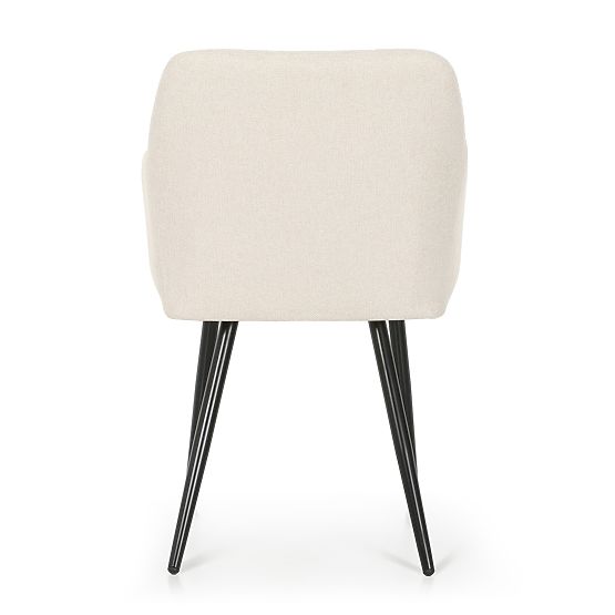 4x Upholstered Chair with Square Stitching Cream LUXANO Black Legs Lumos Fabric