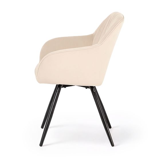 4x Velvet Swivel Chair with Stitching Beige TURNO Black Legs