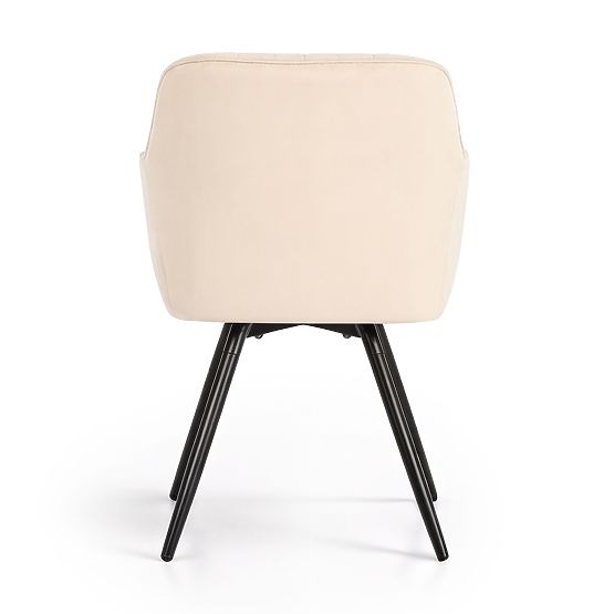 4x Velvet Swivel Chair with Stitching Beige TURNO Black Legs