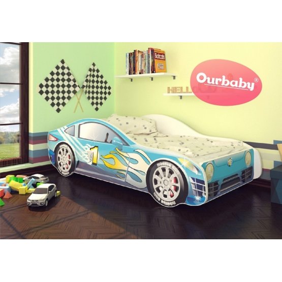 Ourbaby children's bed Car blue + free mattress