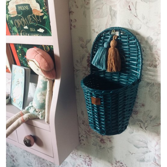 LILU Wicker basket to wall LU - turquoise