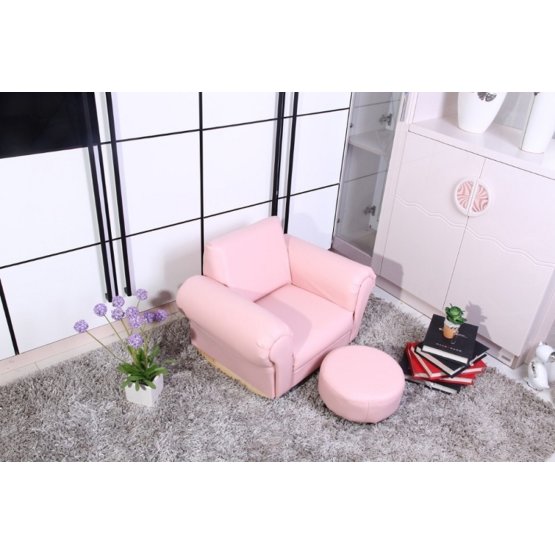 Pink Children's Rocking Armchair with Free Footstool