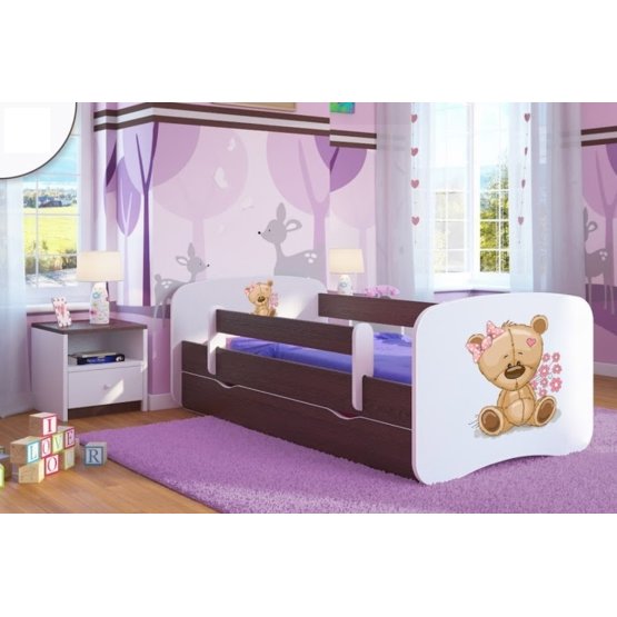 Ourbaby Children's Bed with Safety Rail - Teddy - Dark Walnut