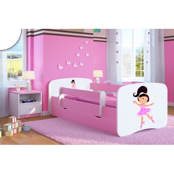 Ourbaby Children's Bed with Safety Rail - Dancer - Pink
