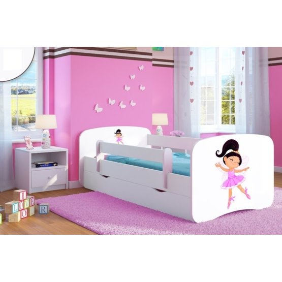 Ourbaby Children's Bed with Safety Rail - Dancer - White