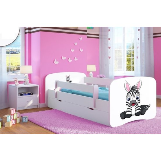 Ourbaby Children's Bed with Safety Rail - Zebra - White