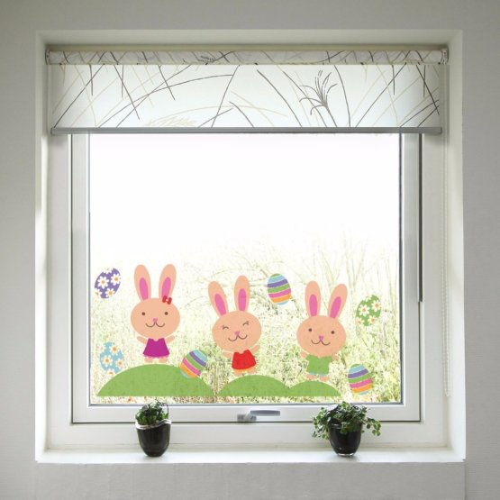 Easter decoration to window - Bunnies a eggs