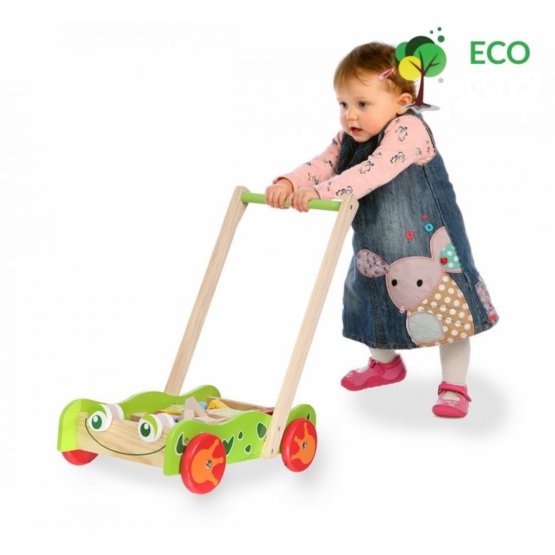 Wooden Baby Push Walker with Building Blocks