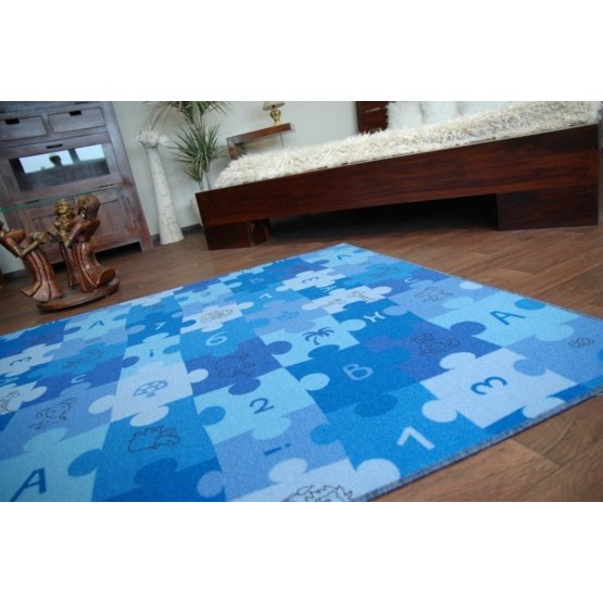 Jigsaw Puzzle Children's Rug - Blue