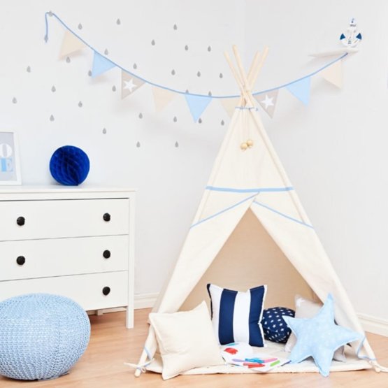 Teepee Beige with blue detail