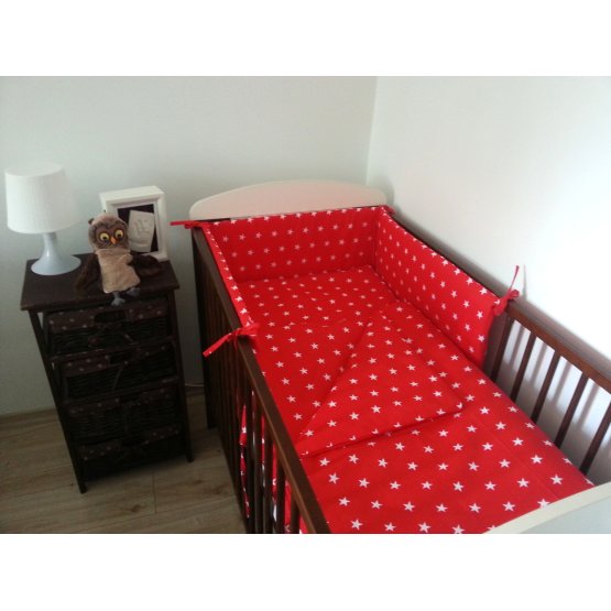Red Stars Baby Cot Bedding Set