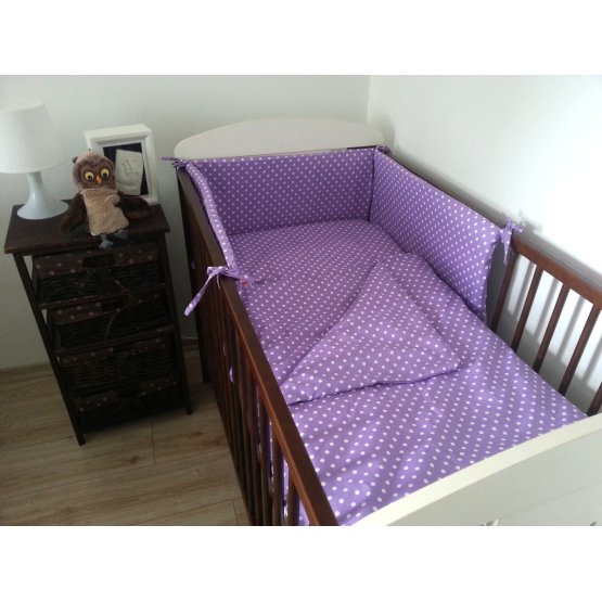 Polka Dot Baby Cot Bedding Set - Purple