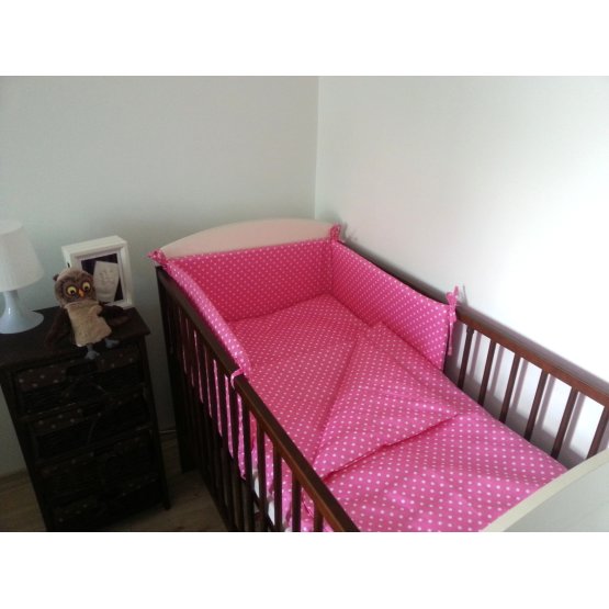 Polka Dot Baby Cot Bedding Set - Pink