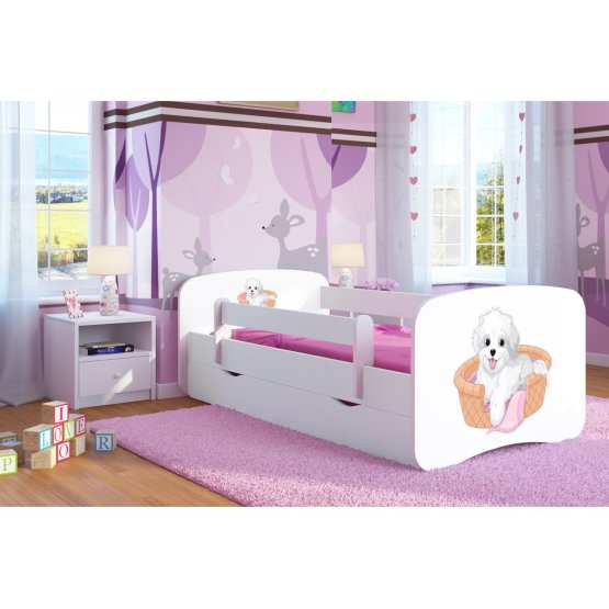 Ourbaby Children's Bed with Safety Rail - Dog - White