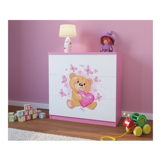 Ourbaby children's chest - Teddy bear pink