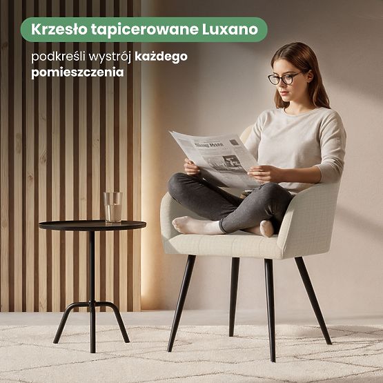 6x Upholstered Chair with Square Quilting Beige LUXANO Black Legs Lumos Fabric