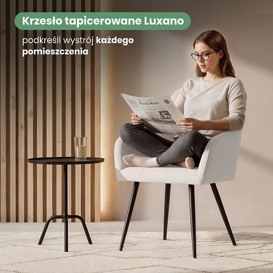 6x Upholstered Chair with Square Quilting Cream LUXANO Black Legs Lumos Fabric