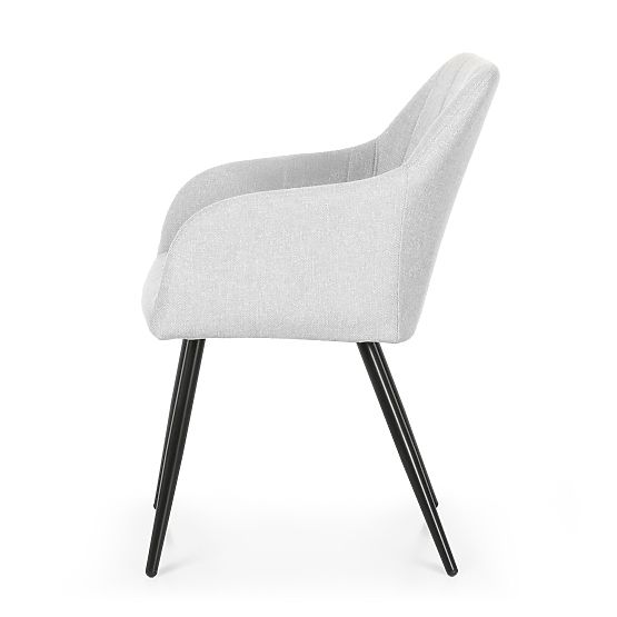 6x Upholstered Chair with Square Quilting Light Gray LUXANO Black Legs Lumos Fabric
