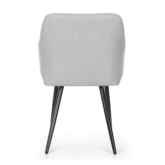 6x Upholstered Chair with Square Quilting Light Gray LUXANO Black Legs Lumos Fabric