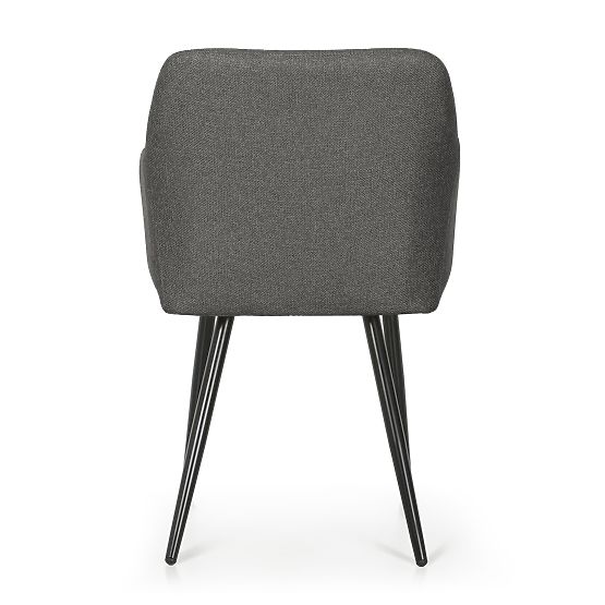 6x Upholstered Chair with Square Stitching Dark Graphite LUXANO Black Legs Lumos Fabric