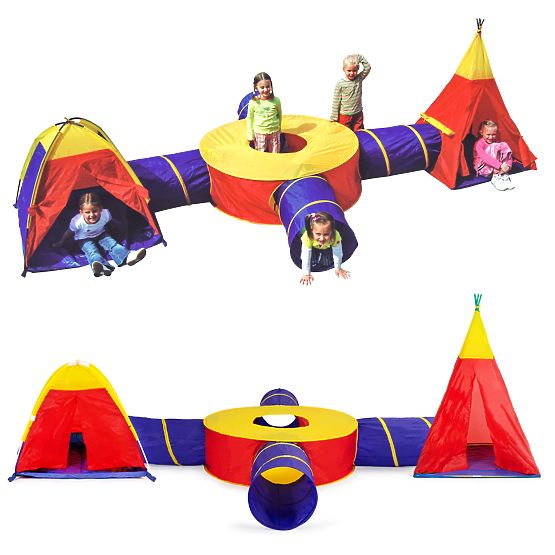 7-in-1 Children's Tent Set Houses + 4 Tunnels
