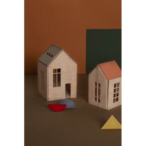 Magnetic Montessori wooden house - khaki