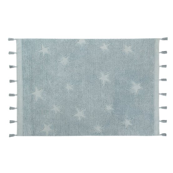 Cotton rug Hippy Stars - Aqua blue
