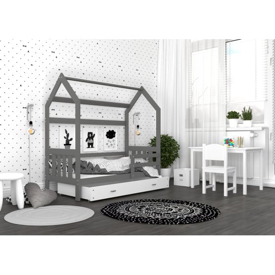 Children bed house Philip - gray-white